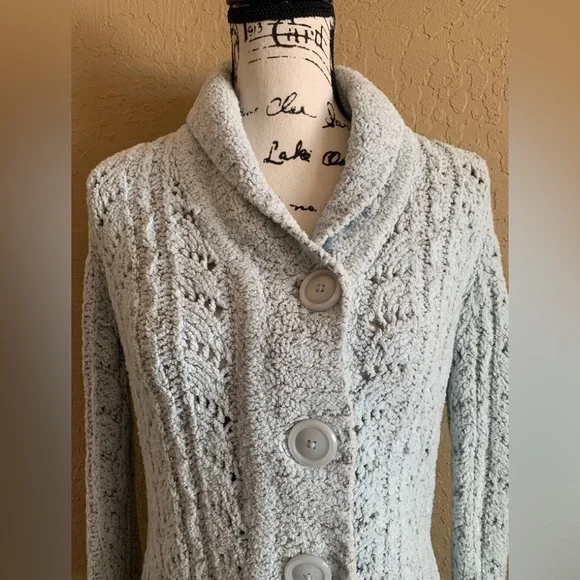 Sigrid Olsen Baby Blue Button Front Cardigan - Picture 2 of 9